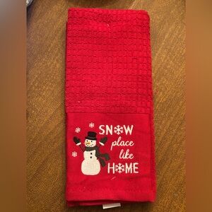 Holiday set of kitchen towels and Santa sponge holder